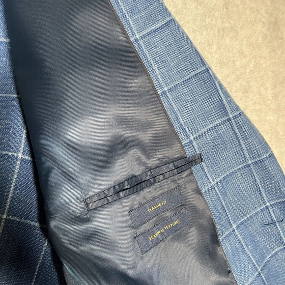 Stafford Blazer Mens 54R Blue Plaid Linen Classic Fit Sports Coat Jacket Preppy - Picture 10 of 15